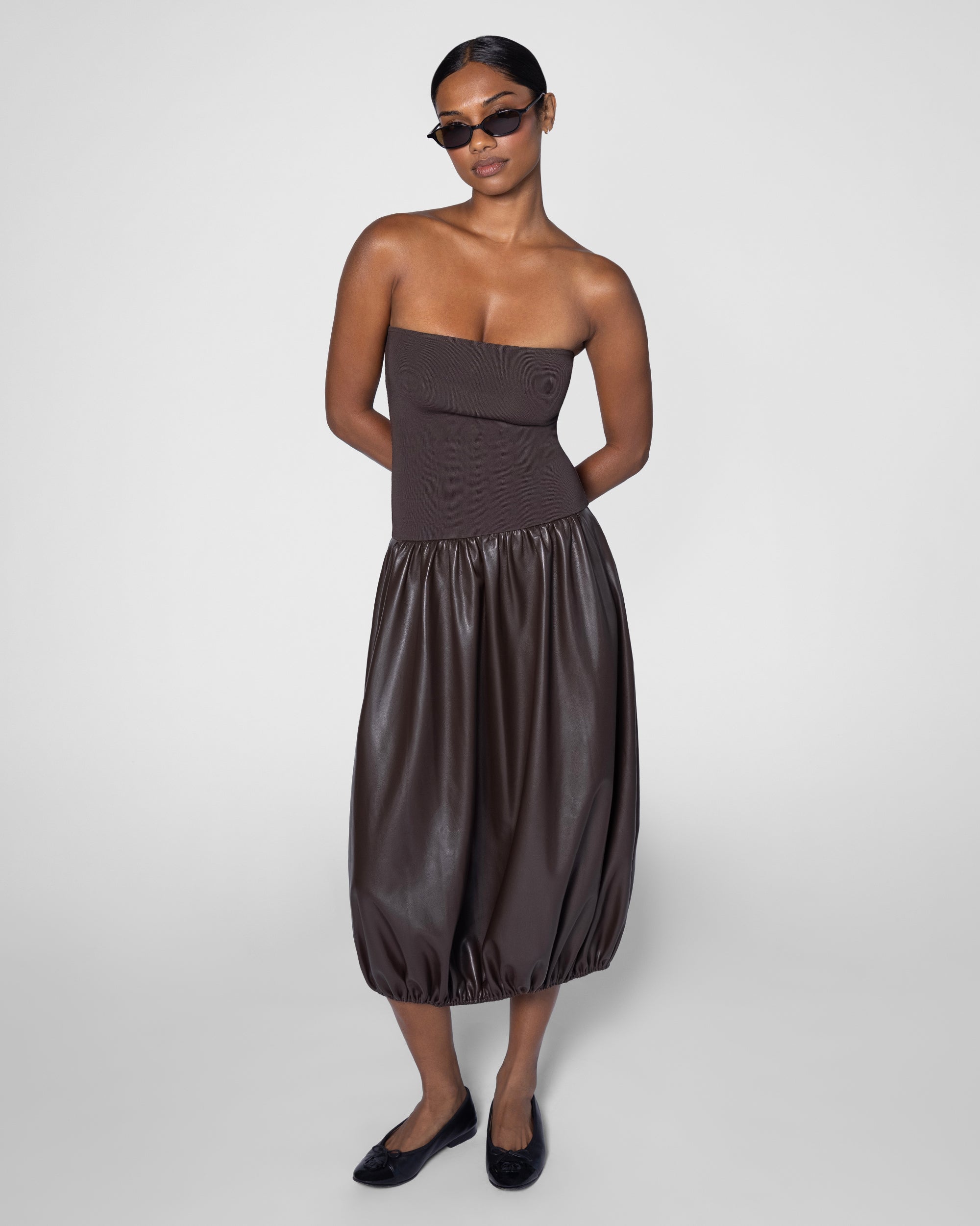 Ribbed Leather Bubble Midi Dress – WeWoreWhat