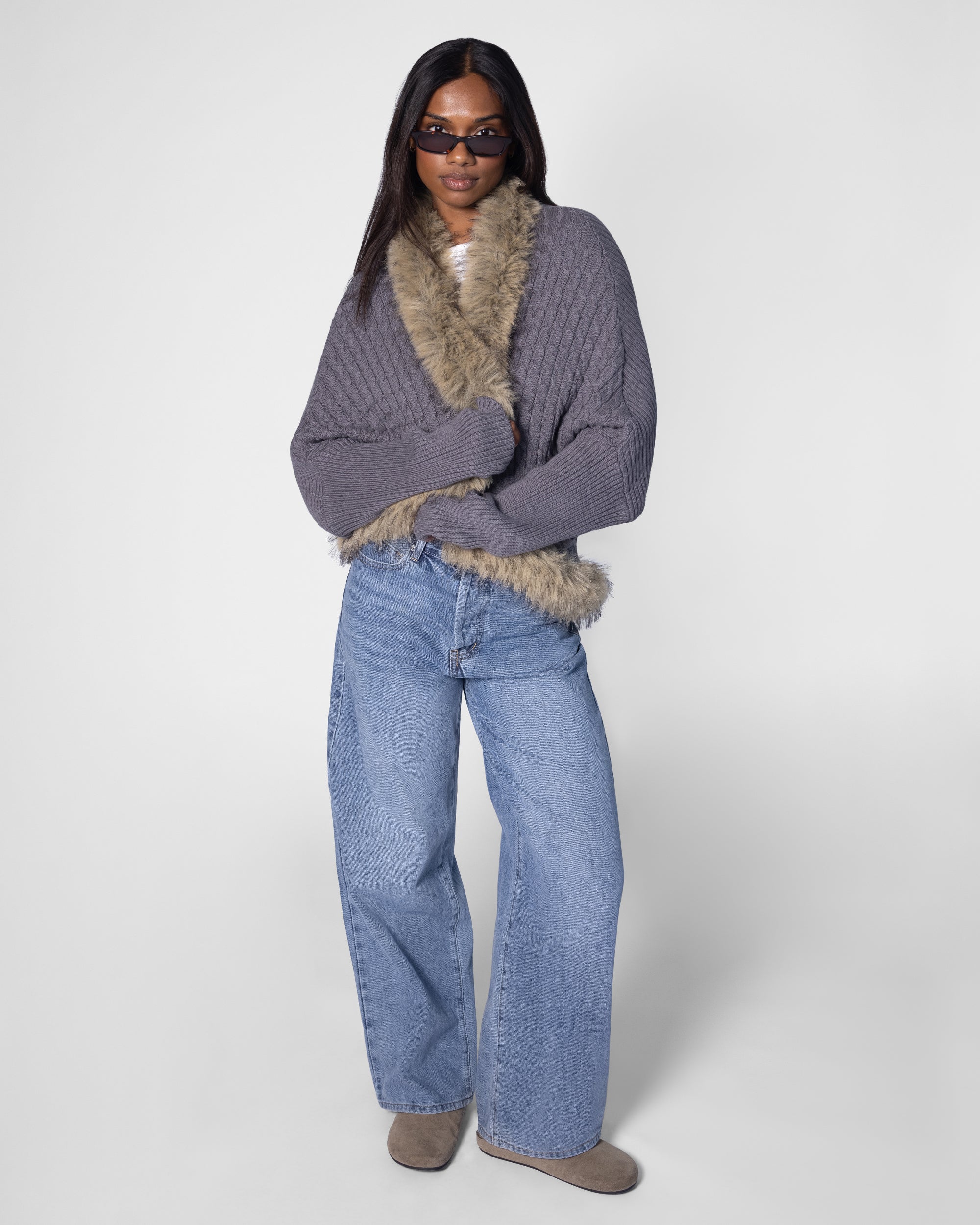 Cocoon Fur Trim Cardigan – WeWoreWhat