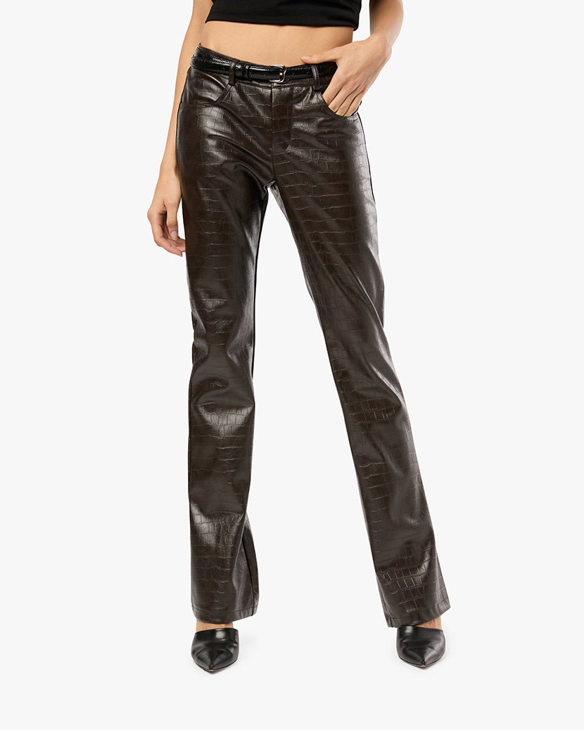 Faux Leather Pants Black Croc Jeans Croc Leather Trousers Anne