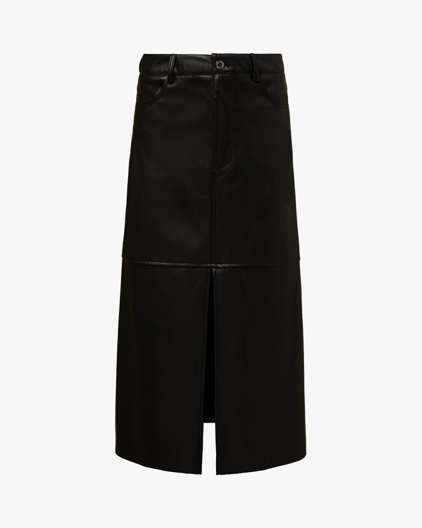 Leather midi skirt shop with front zip