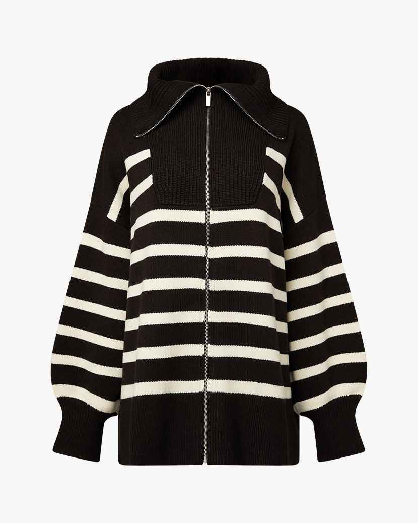 Striped Sweater Zip Up