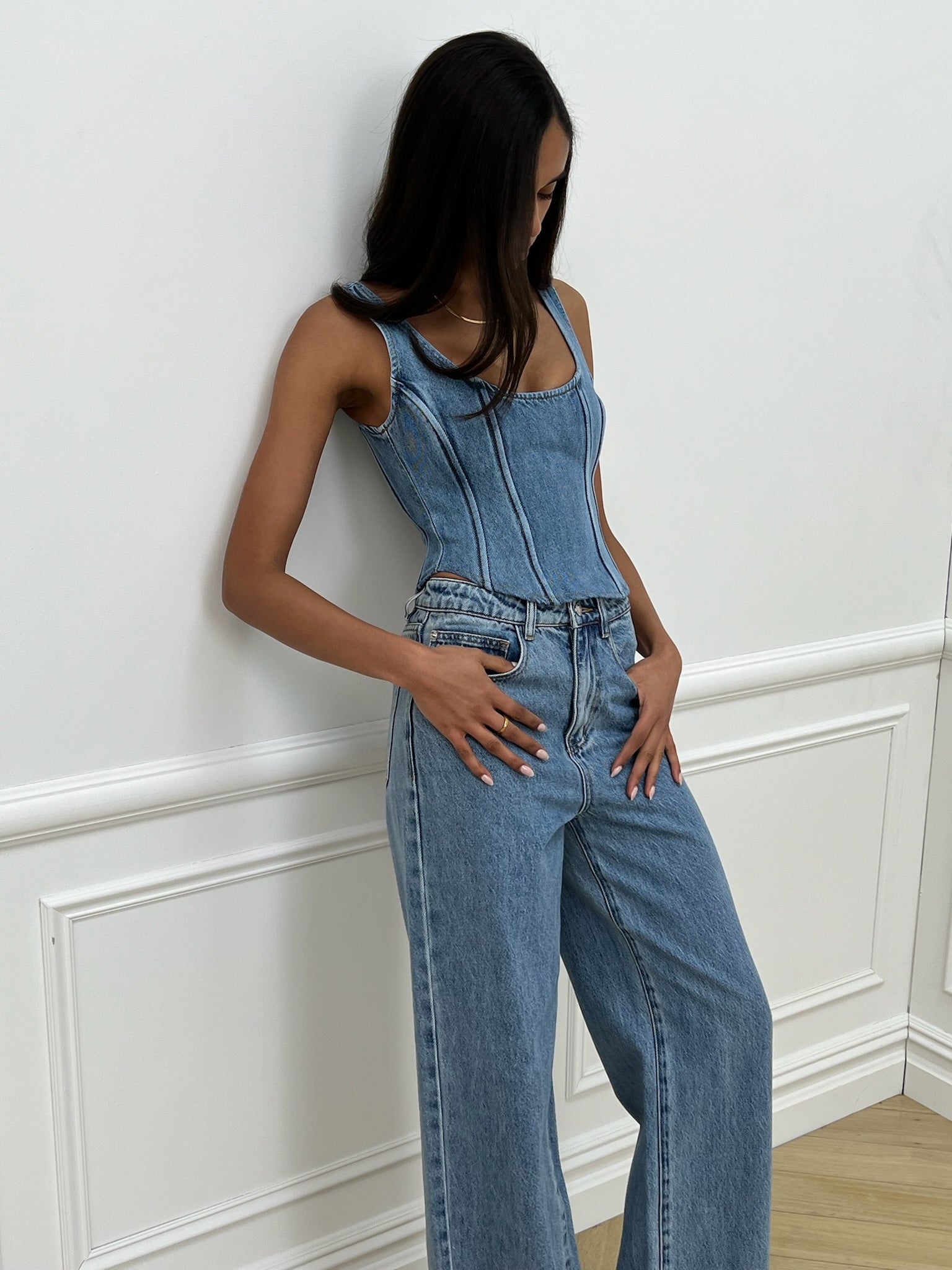 We Wore What High Rise good Wide Leg denim in Foam Size 25