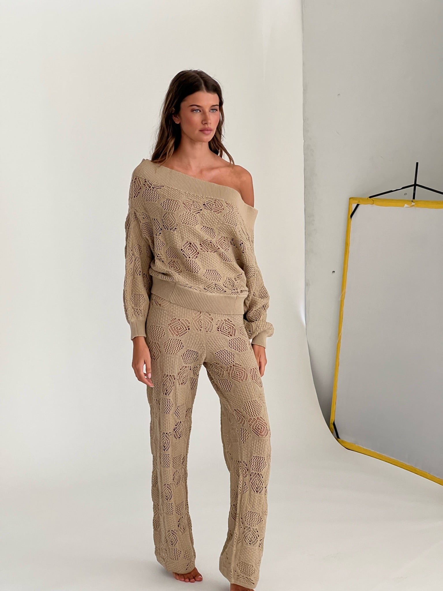 Heve ヘイヴ 24AW rubber pants ラバーパンツ　キャメル36 Wide Leg Crochet Pants – WeWoreWhat