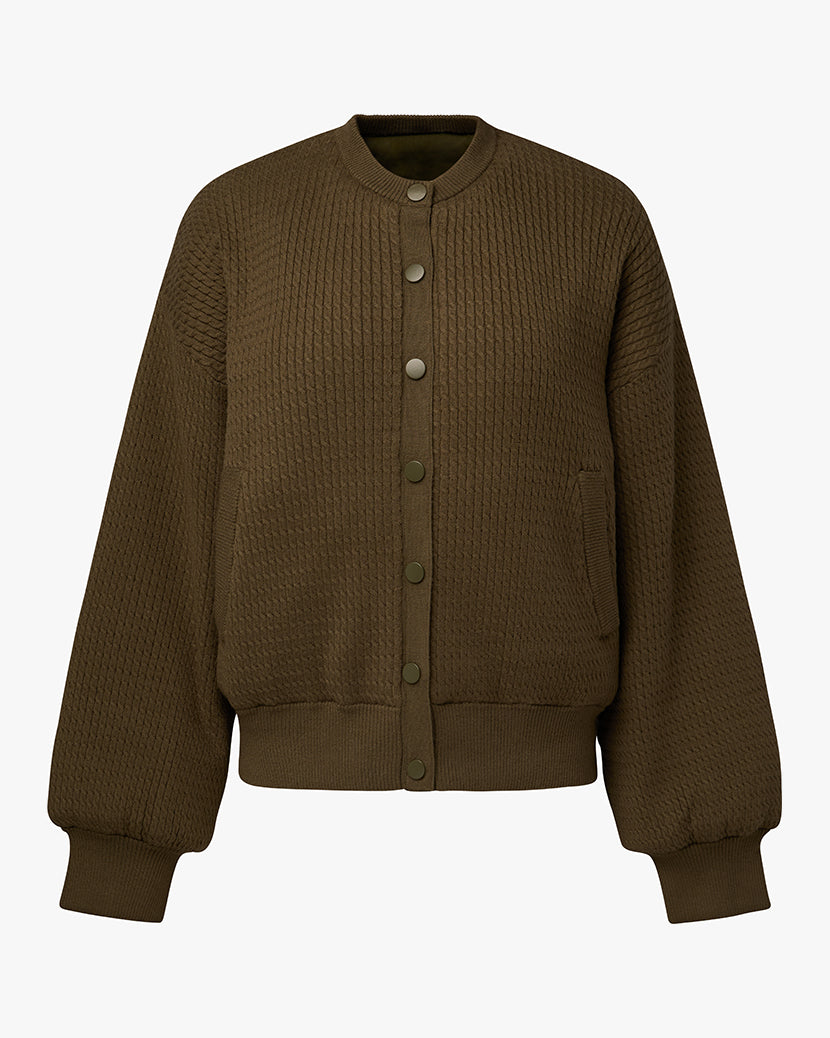 【DEARMINE】Dement Wool Button Knit Cable Knit Puffer Jacket – WeWoreWhat