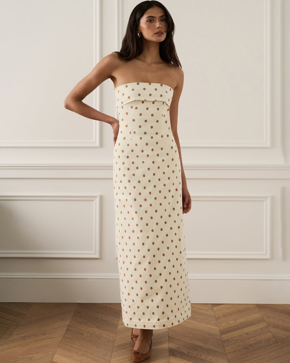 weworewhat sleeveless linen drop waist midi dress Strapless Fold Over in Cream Petite Evening Dresses | SD-10.09.25 Drop waist silhouette Mini Size:M/L 8-12