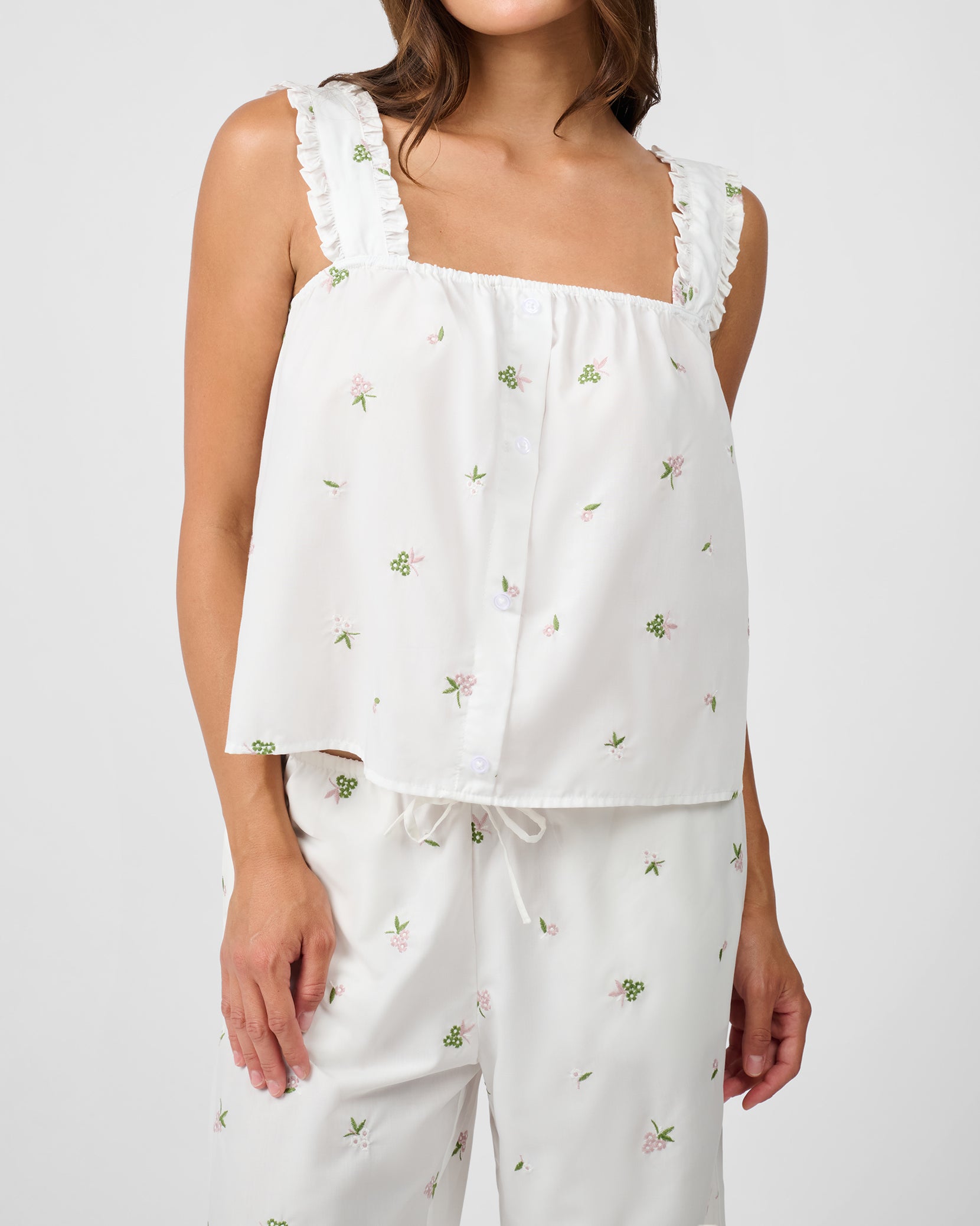 RUFFLE ブラウス O/WHT1 Ruffle Button Front Tank Top – WeWoreWhat