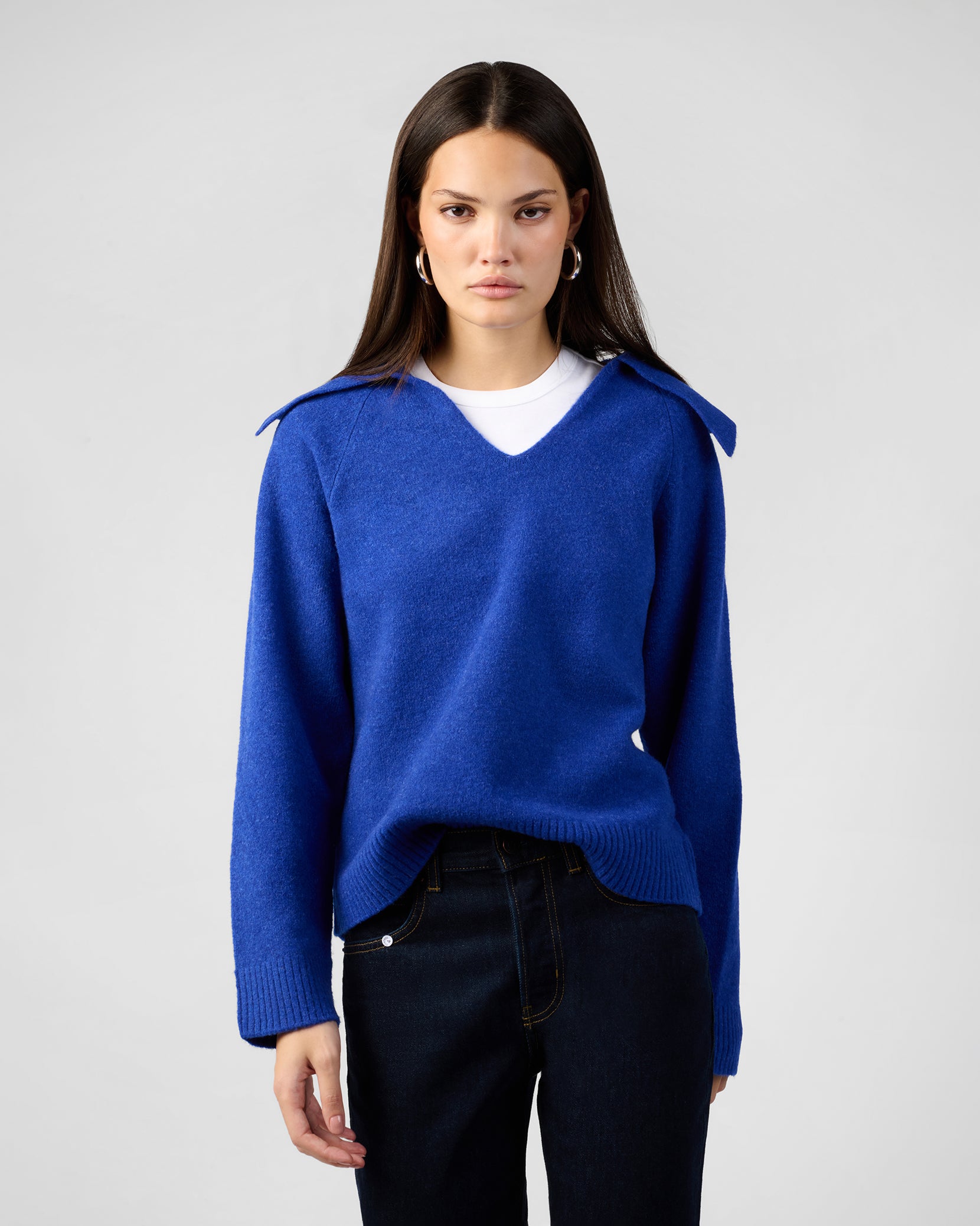 Collar V Neck Sweater – WeWoreWhat