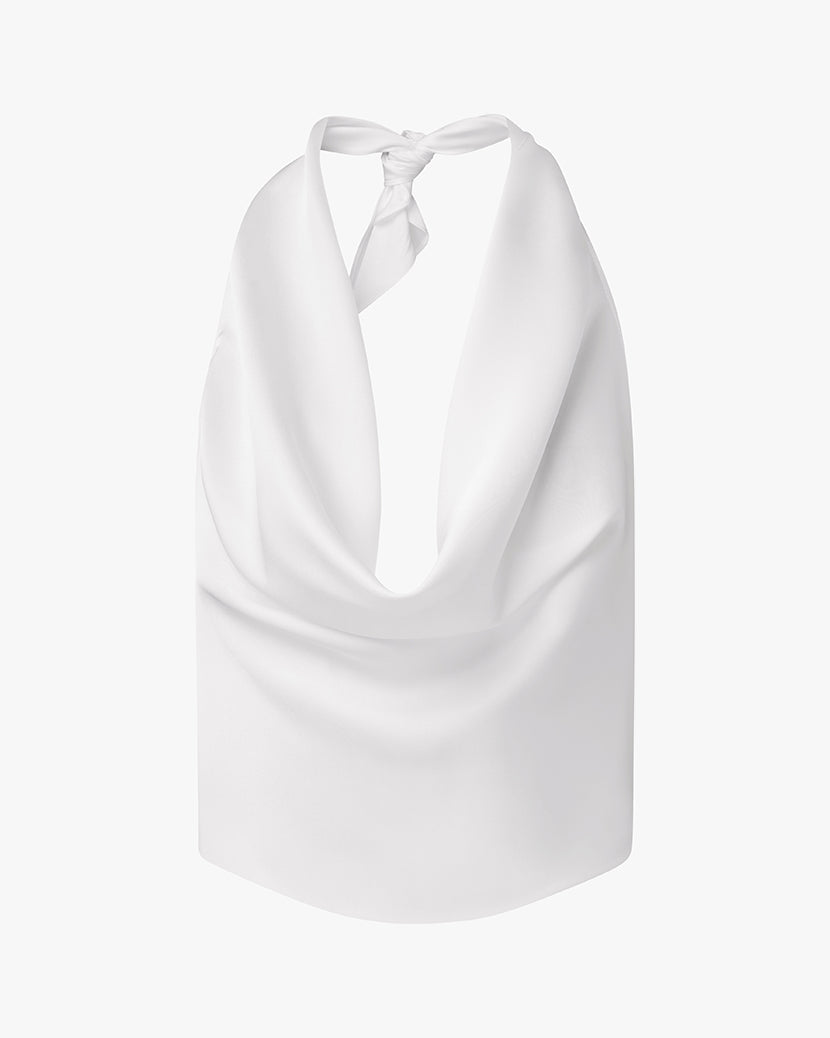 売れ筋商品|||ウィ ウォー ワット カットソー トップス レディース Women's Halter Cowl Neck Top White Halter Cowl Neck Top – WeWoreWhat