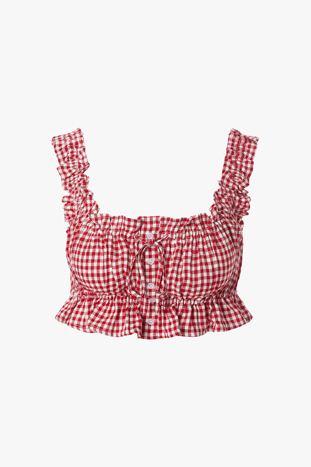 売れ筋商品|||ウィ ウォー ワット カットソー トップス レディース Women's Ruffle Button Up Crop Top Red multi LYANER Women's Off Shoulder Ruffle Trim Puff Long Sleeve