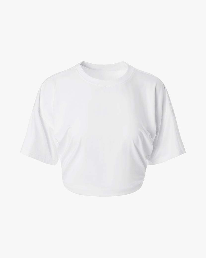 売れ筋商品|||ウィ ウォー ワット カットソー トップス レディース Women's Ruched Cropped Tee Classic white Ruched Cropped Tee – WeWoreWhat