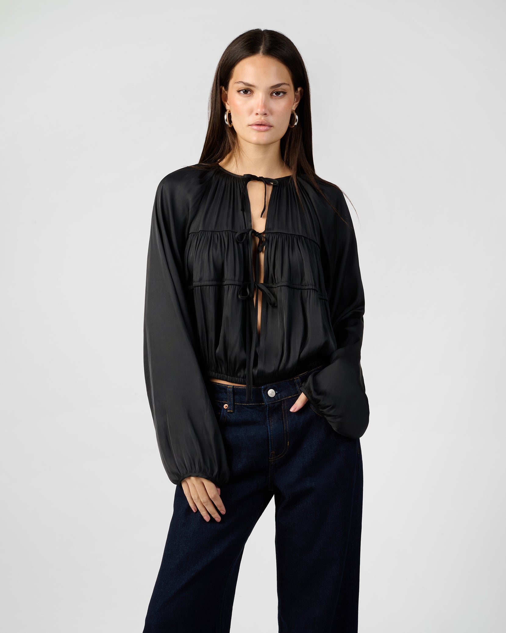 Cocoon Sleeve Front Tie Top – WeWoreWhat