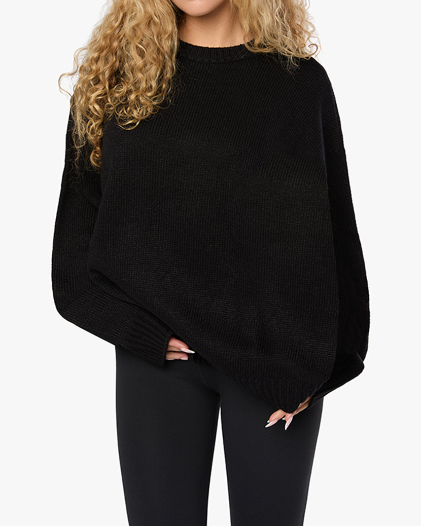 Weworewhat Oversized Crew Neck Sweater Black