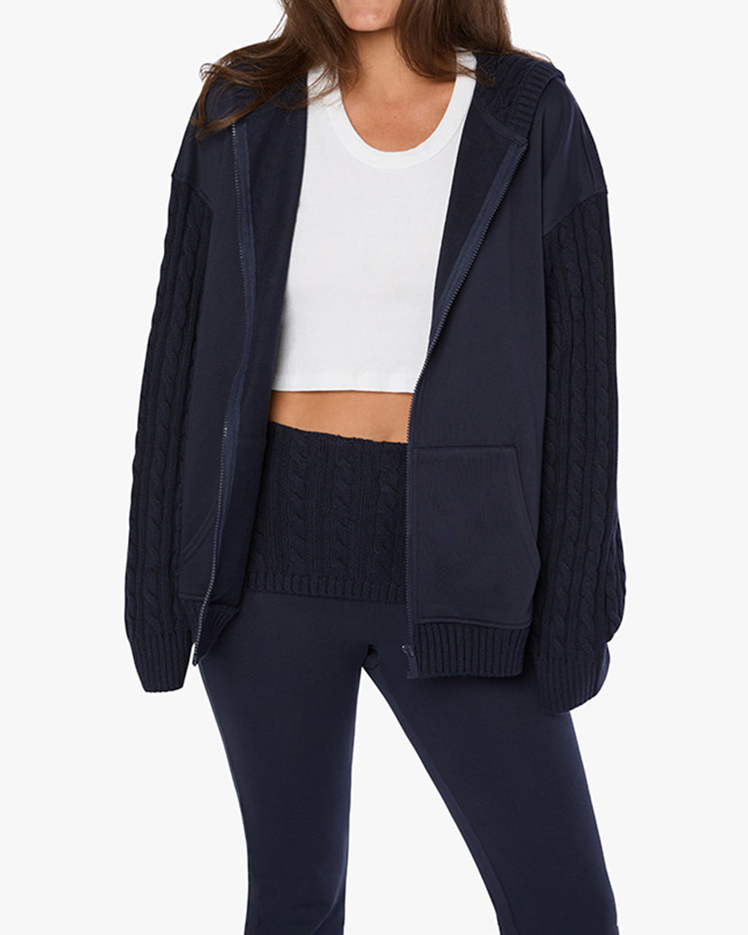 Cable Knit Sleeve Zip Up Hoodie – WeWoreWhat