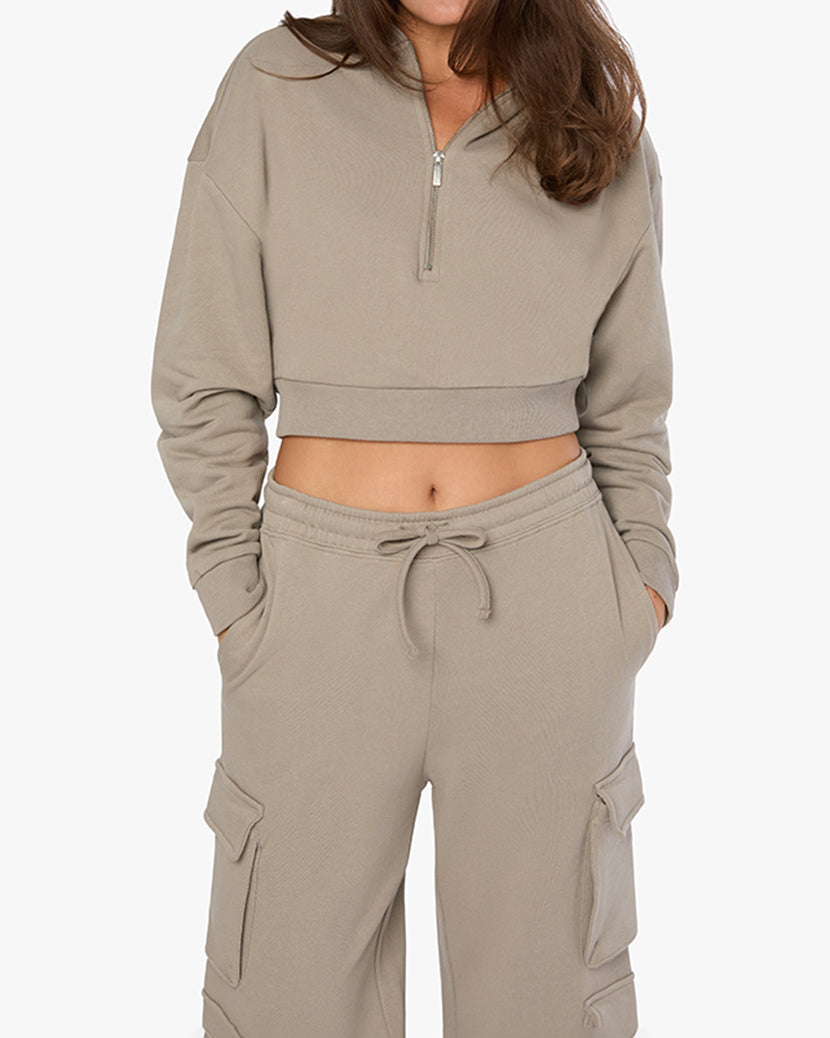 Cropped half zip hoodie hotsell