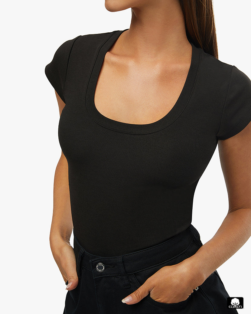 black t shirt scoop neck