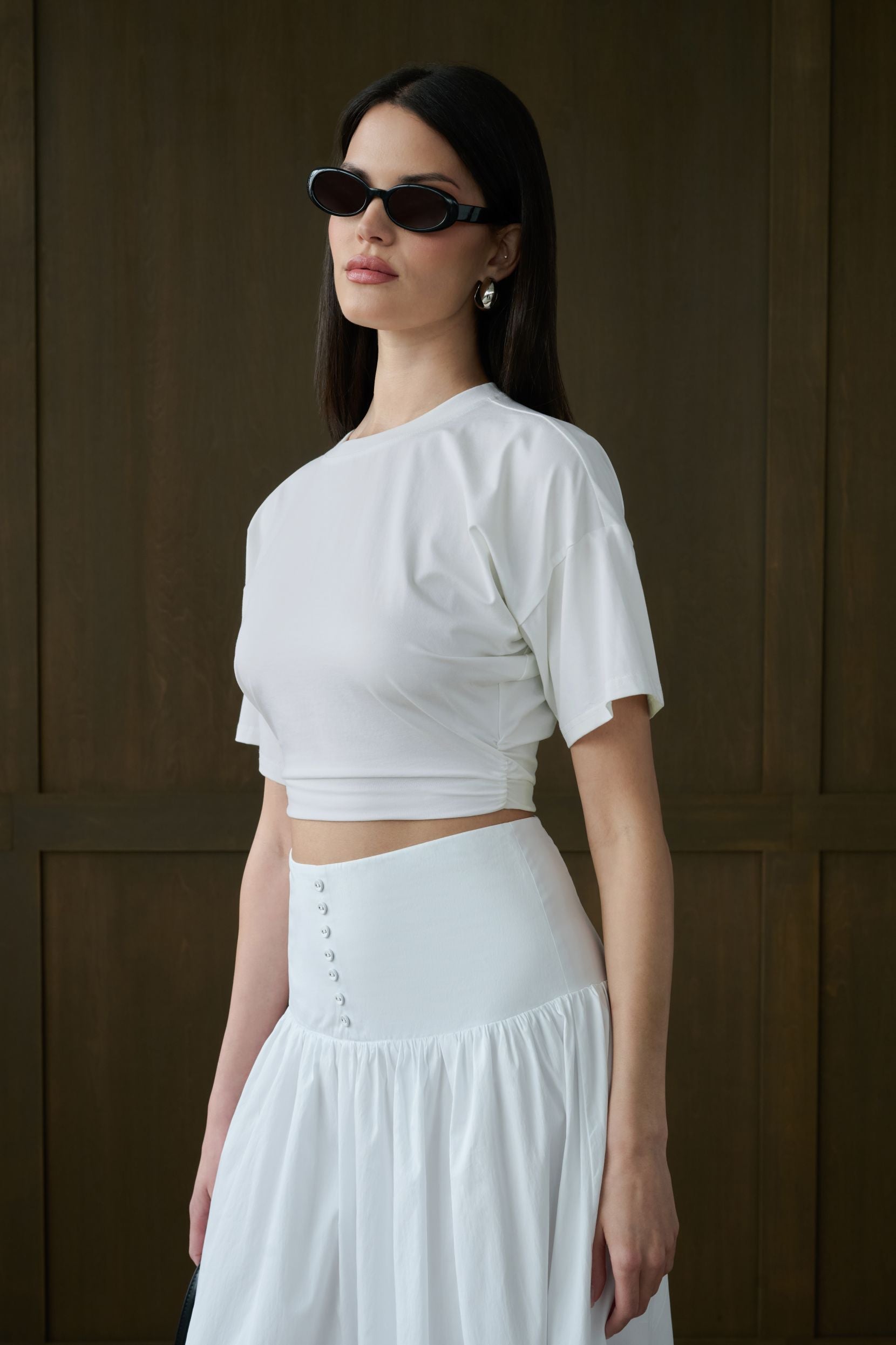 ★Dunst★ CROPPED TSHIRT WHITE_UDTS5A202WT White New York Crop T-Shirt