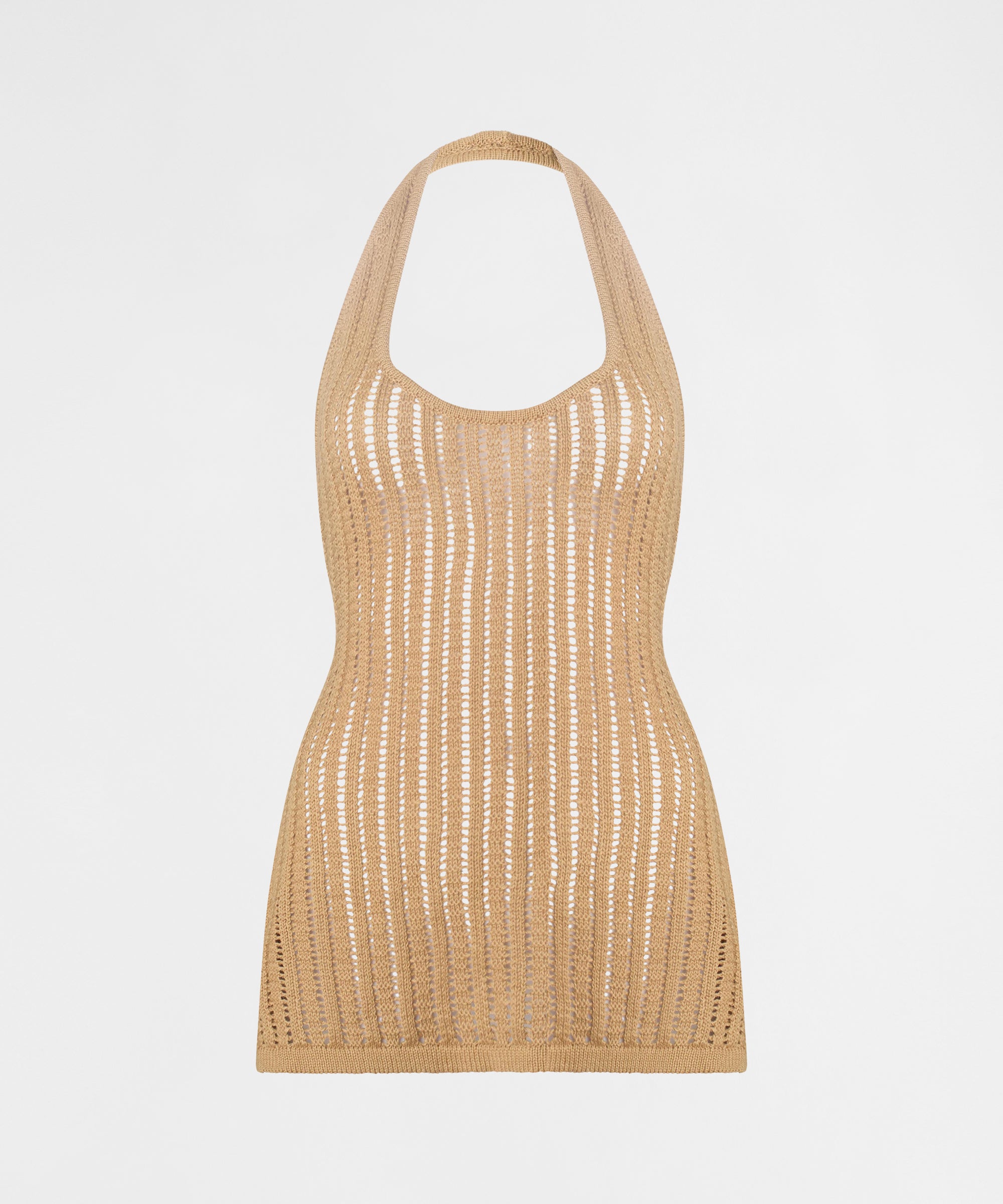 Crochet Halter Tunic, Almond / XL