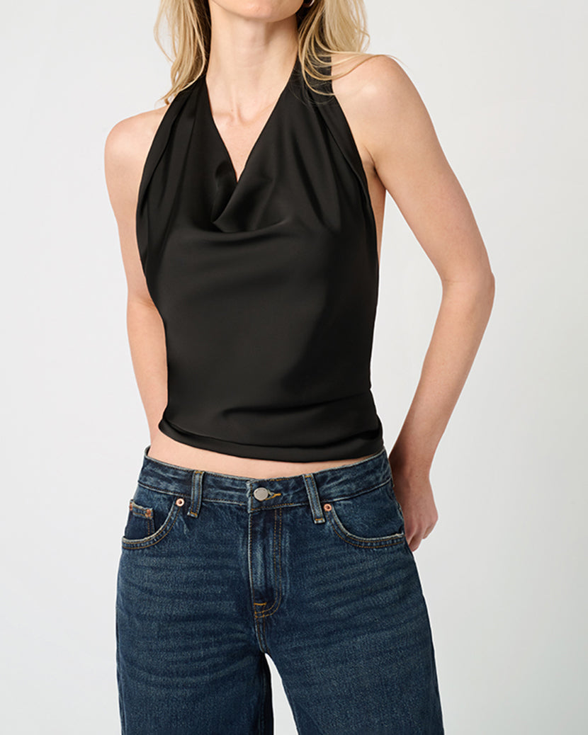 売れ筋商品|||ウィ ウォー ワット カットソー トップス レディース Women's Halter Cowl Neck Top Black Halter Cowl Neck Top – WeWoreWhat