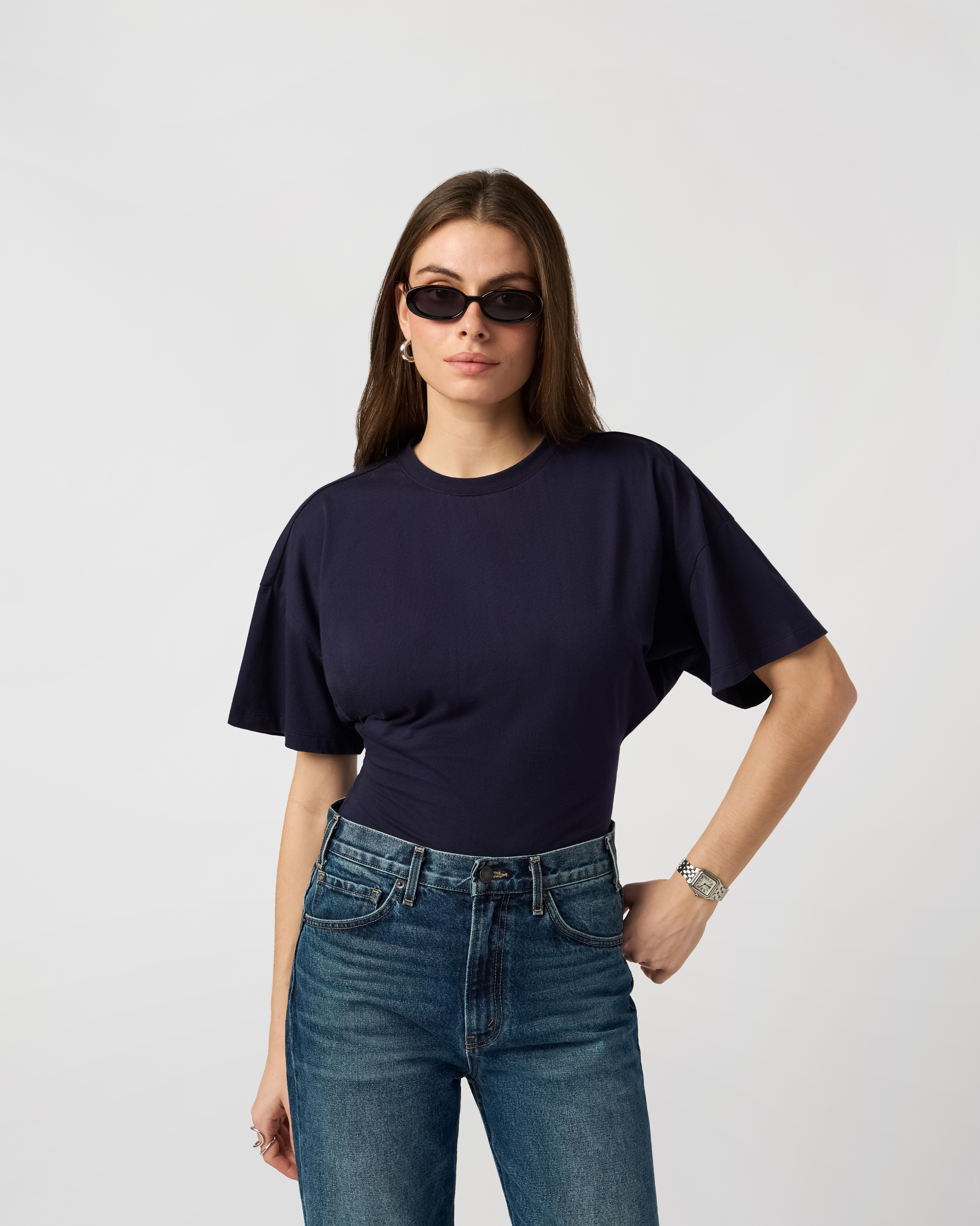 Cinched T-Shirt Bodysuit - Dark Navy – WeWoreWhat