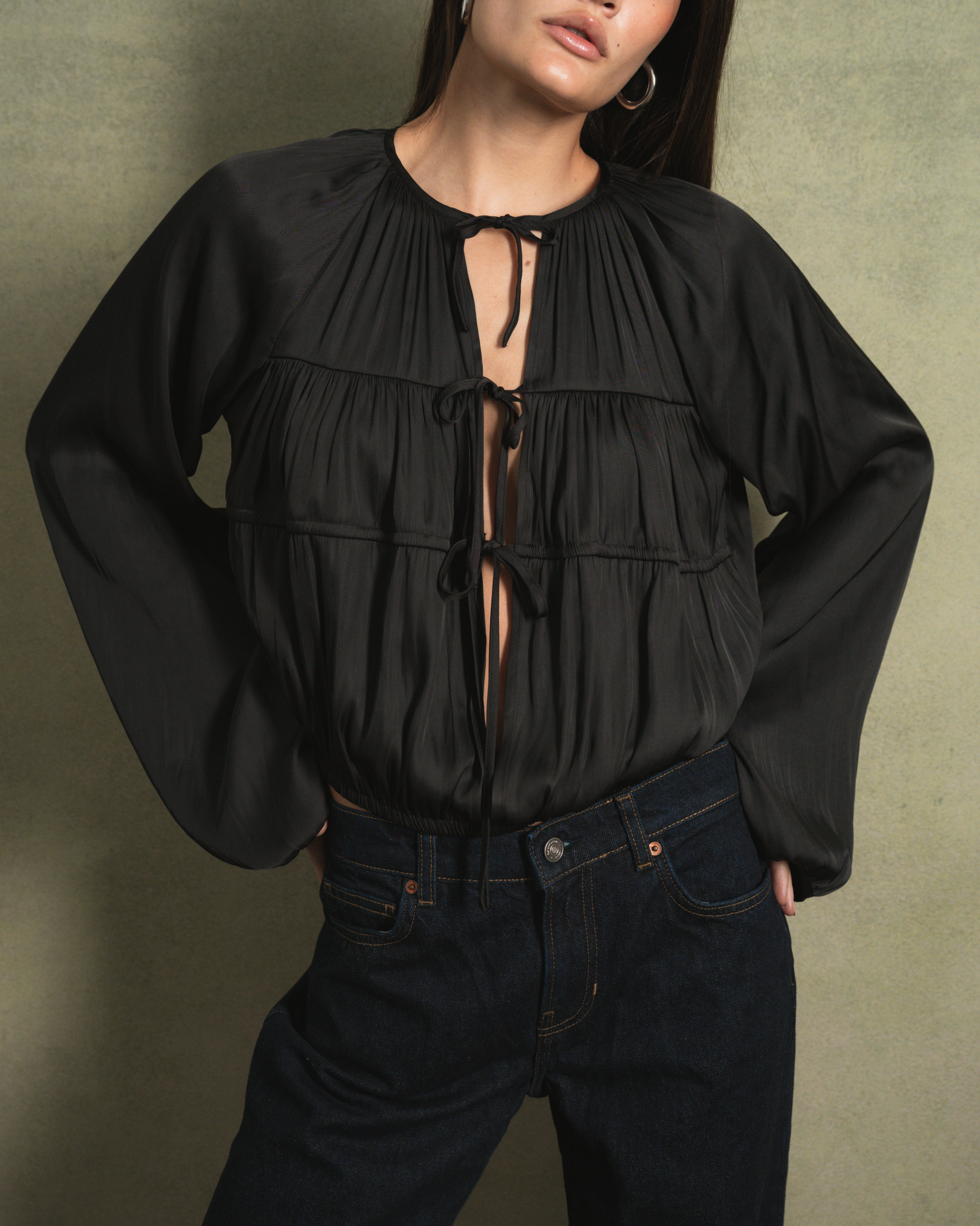 Cocoon Sleeve Front Tie Top – WeWoreWhat