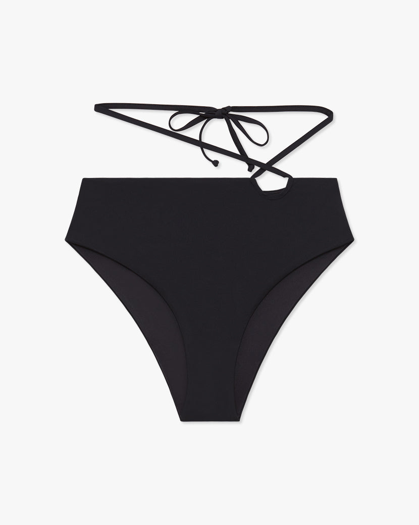 Black strappy high waisted bikini bottoms shop