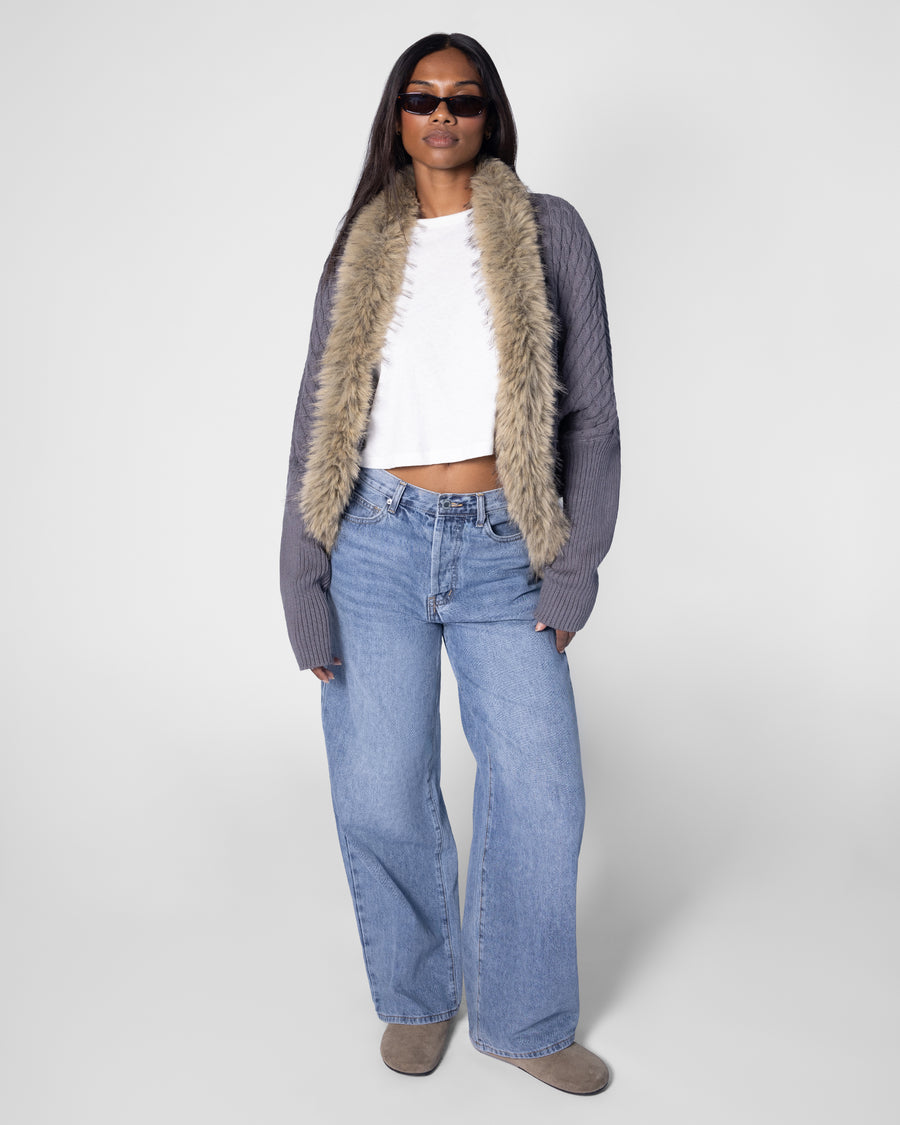 Cocoon Fur Trim Cardigan – WeWoreWhat