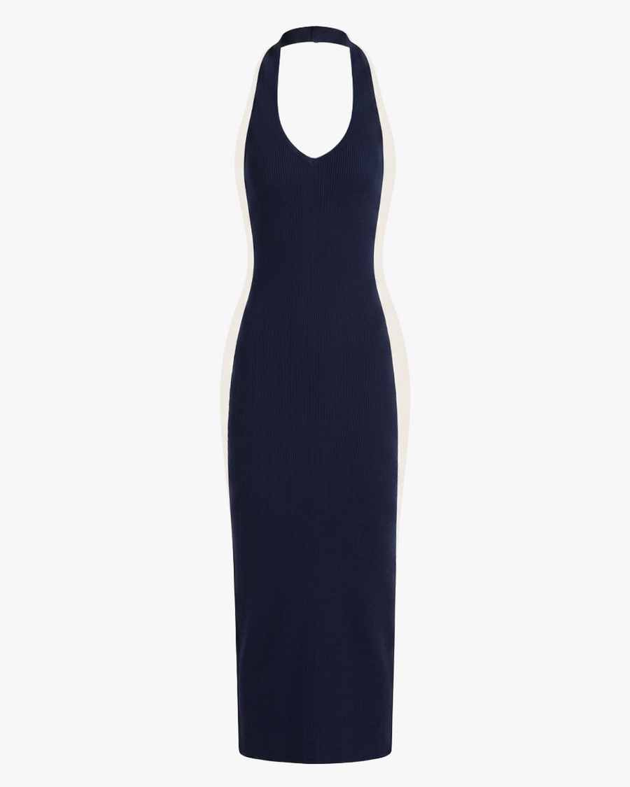 halter ruffle maxi dress weworewhat Dress, DARK NAVY / L Clothing