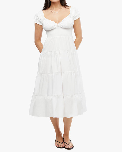 Jen Broderie Cotton Midi Dress - Navy