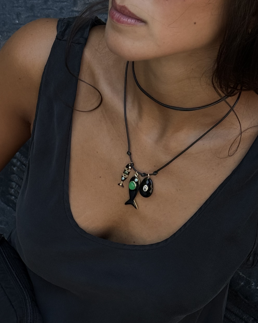 Black Cord Fish Necklace – WeWoreWhat