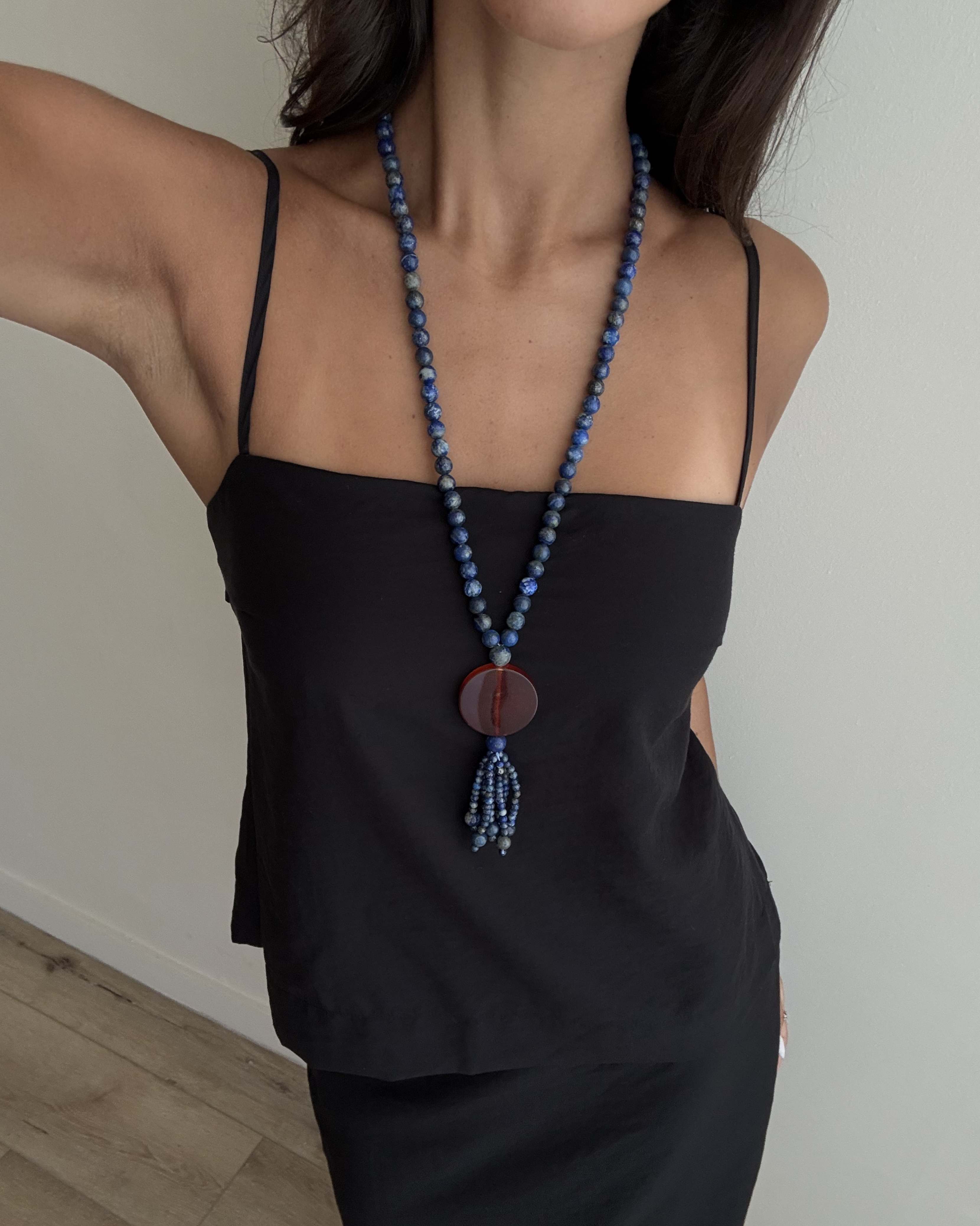 Lapiz Beaded Tassel Necklace