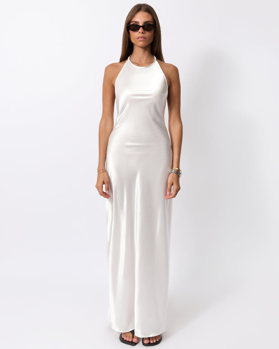 weworewhat cowl neck halter dress Women's Backless in White hot dresses