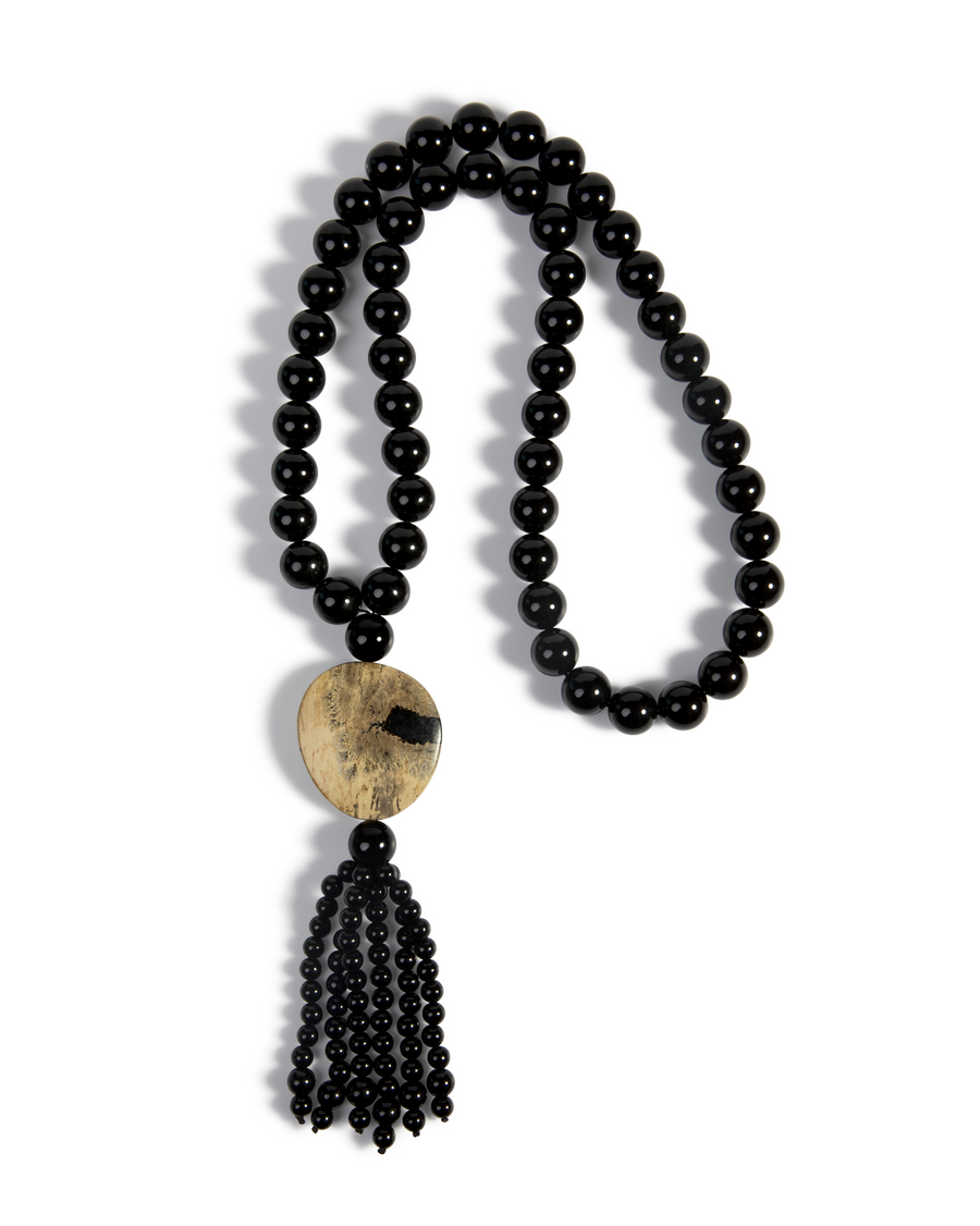 Black Beaded Tassel Necklace – WeWoreWhat