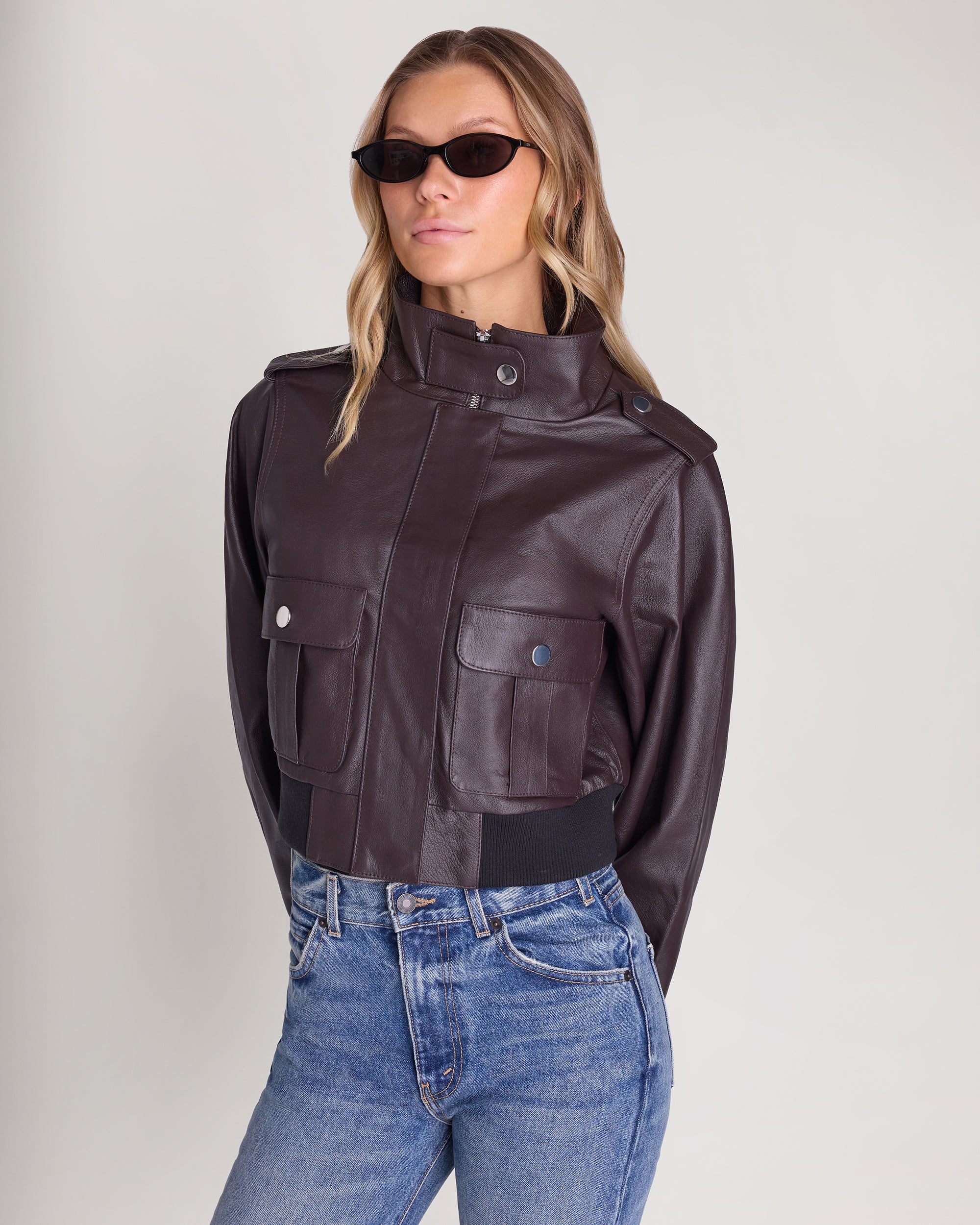 Leather Mock Neck Jacket – WeWoreWhat