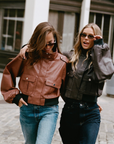 Leather Mock Neck Jacket