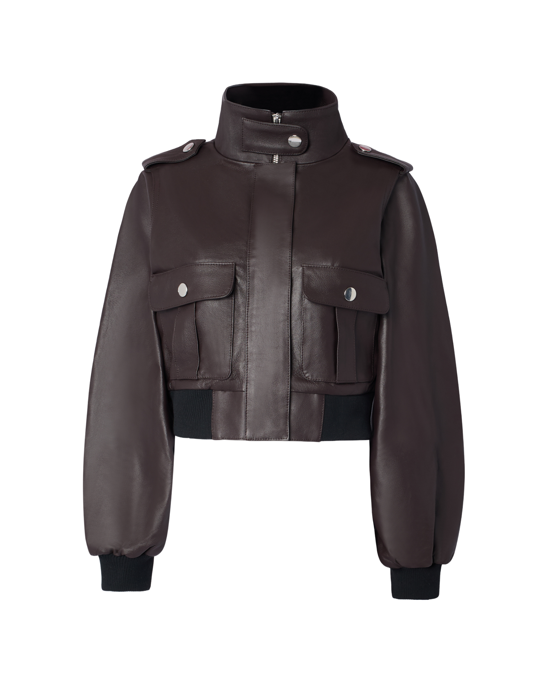 Leather Mock Neck Jacket