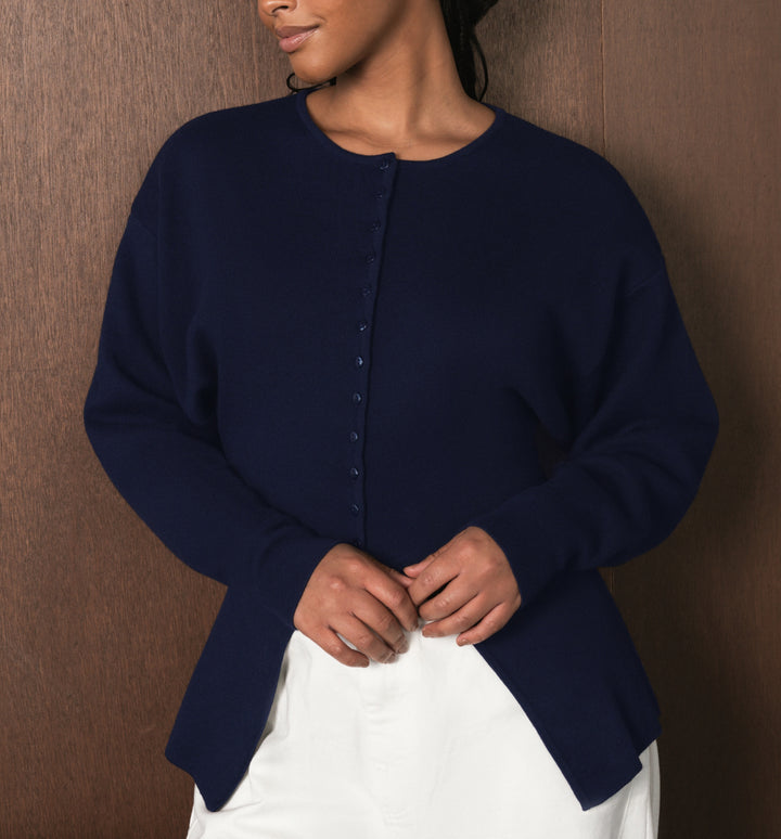 WeWoreWhat Fall 2025 Cotton Navy Cardigan