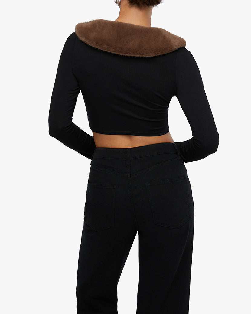 Fur hot sale cropped jumper