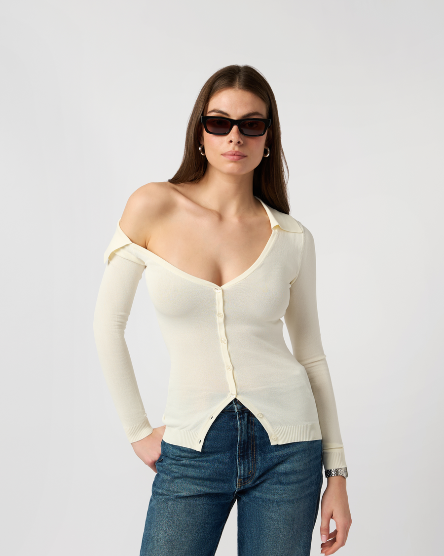 Off Shoulder Collared Shirt – WeWoreWhat