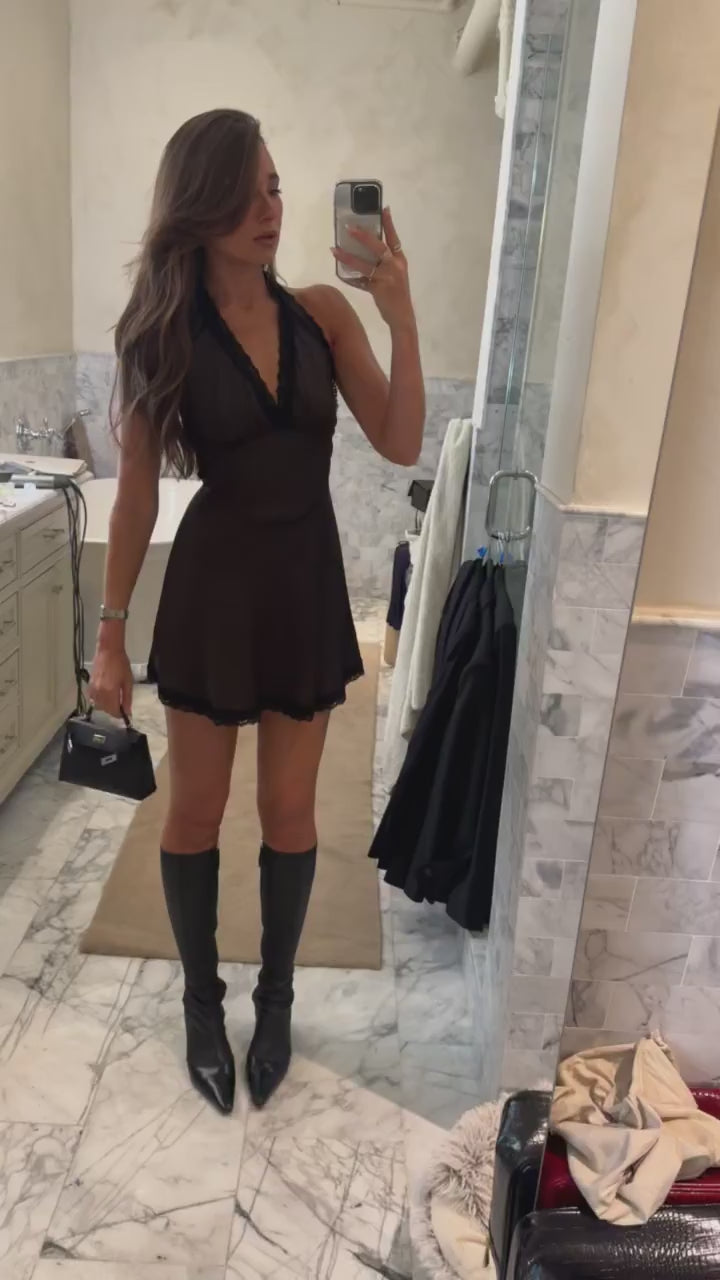 Halter Lace Mini Dress