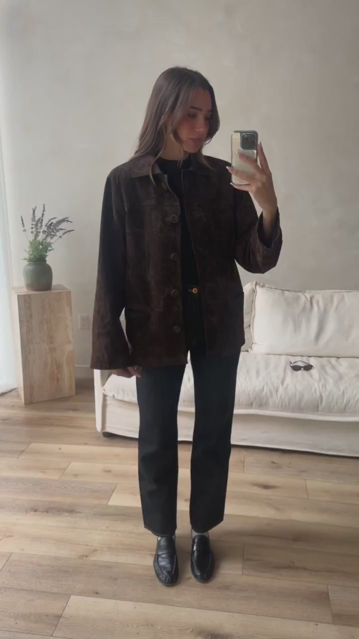 Premium Suede Button Front Jacket
