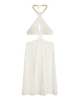 Shell Chain Halter Linen Midi Dress